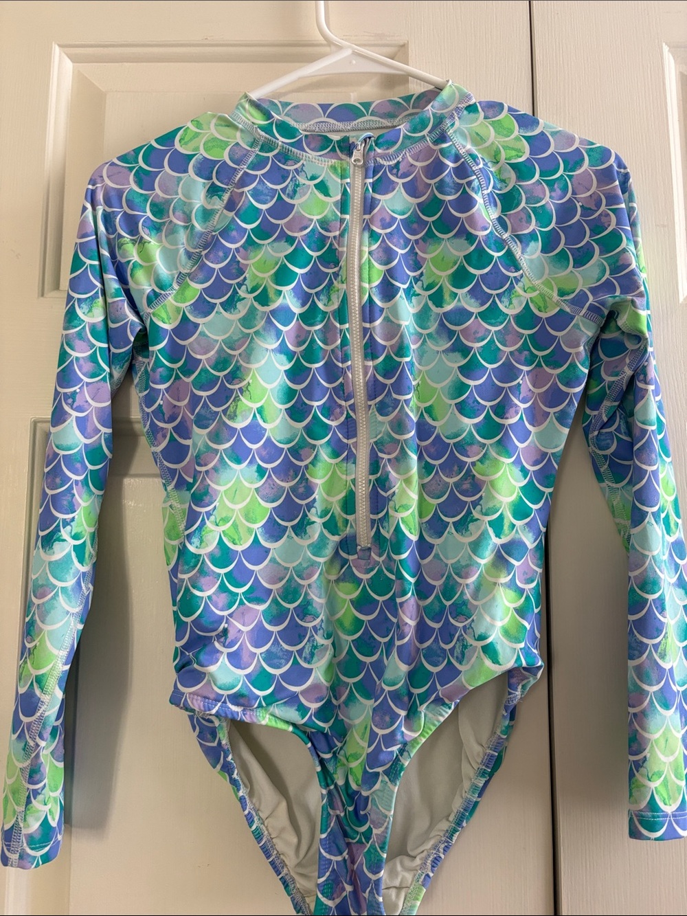 wonder nation Long-Sleeve Mermaid Scale Rashguard Swimsuit - Blue, Green, Purple